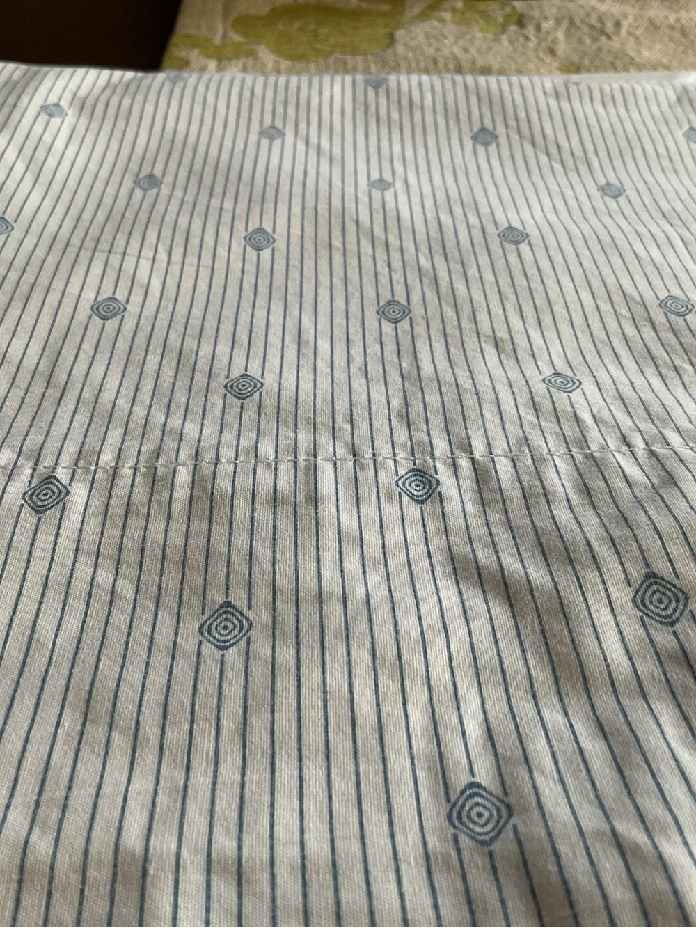 Ralph Lauren FOLKSTONE White Blue Diamond Full Flat Sheet - Vintage